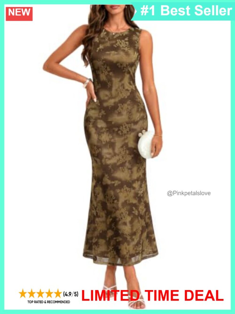 Sleeveless Midi Bodycon Dress with Mesh Fit and Mermaid Hem